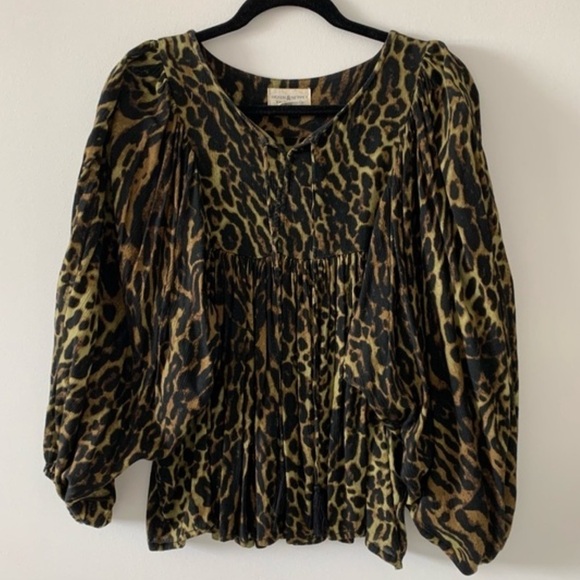 DENIM & SUPPLY RL Animal Print Boho Peasant Top - Picture 6 of 13